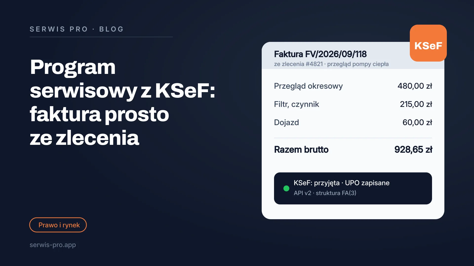 Faktura ze zlecenia serwisowego wysyłana do KSeF z potwierdzeniem UPO