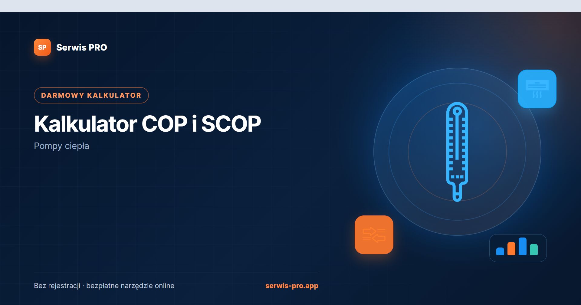 Kalkulator COP i SCOP — bezpłatne narzędzie Serwis Pro dla branży: Pompy ciepła