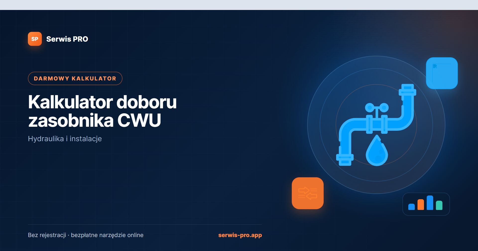Kalkulator doboru zasobnika CWU — bezpłatne narzędzie Serwis Pro dla branży: Hydraulika i instalacje