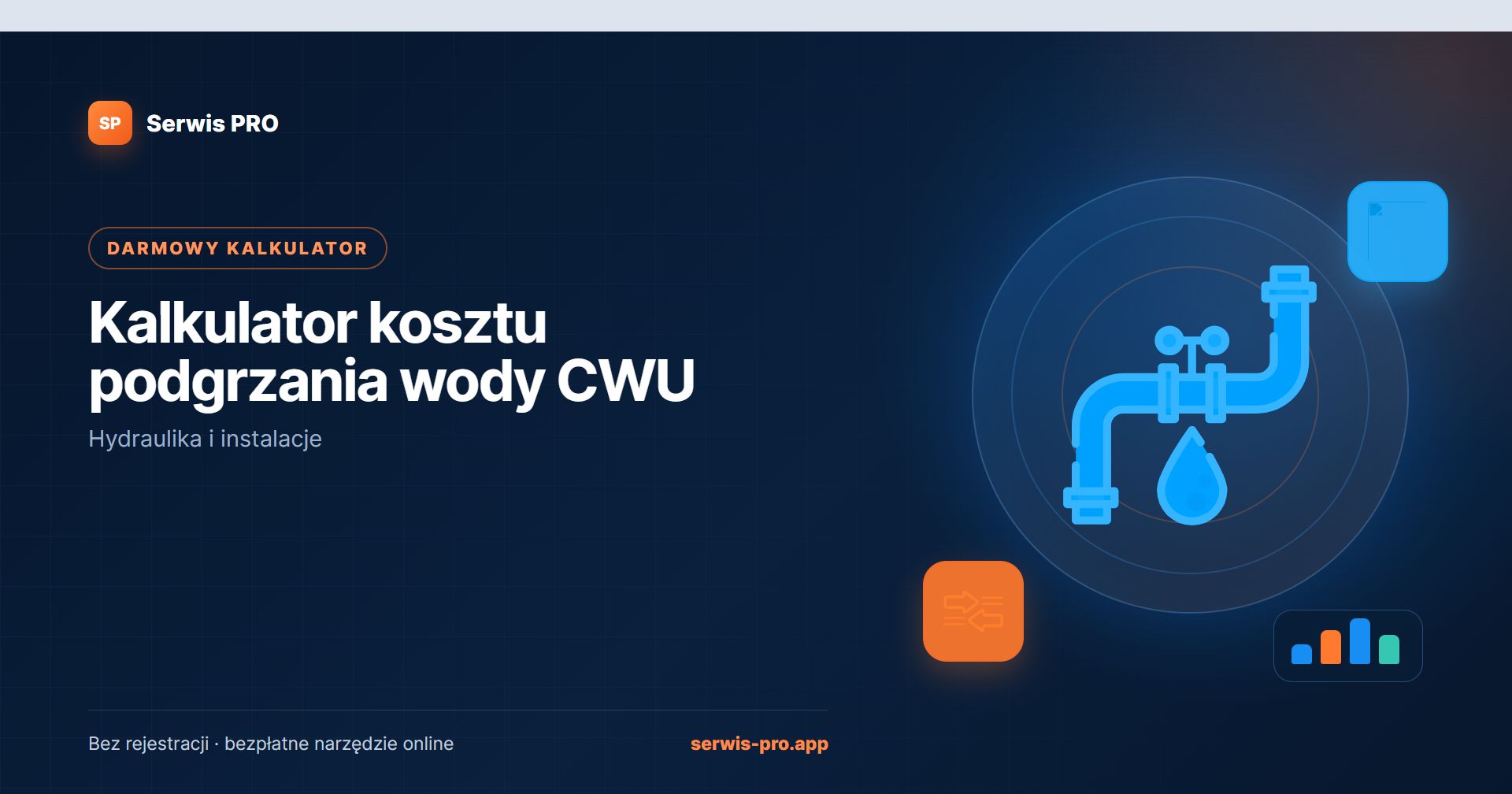Kalkulator kosztu podgrzania wody — bezpłatne narzędzie Serwis Pro dla branży: Hydraulika i instalacje