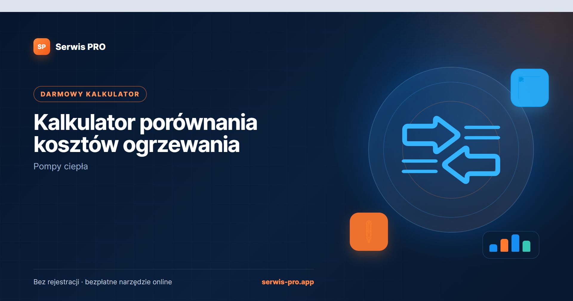 Kalkulator porównania kosztów ogrzewania — bezpłatne narzędzie Serwis Pro dla branży: Pompy ciepła