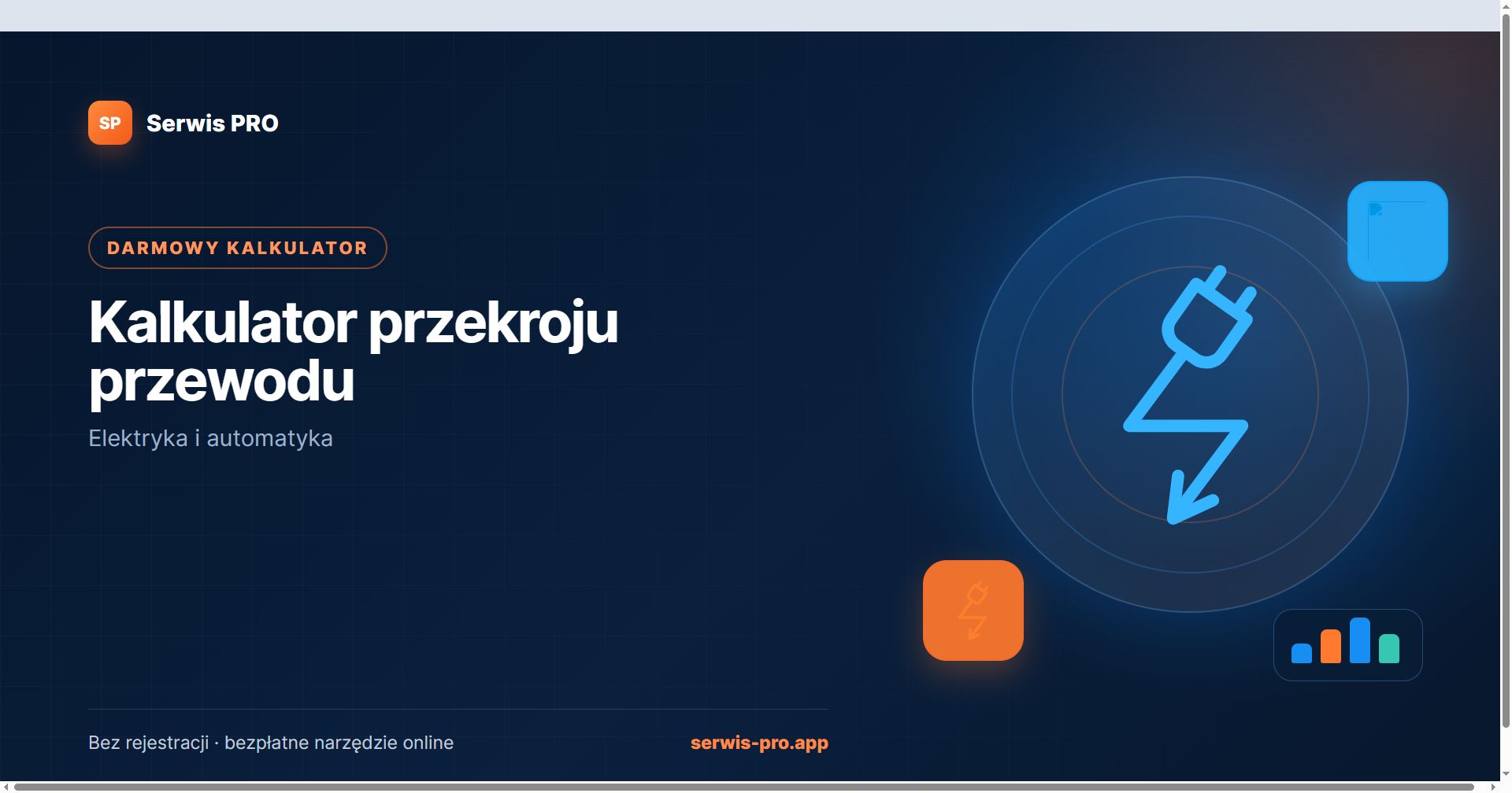Kalkulator przekroju przewodu — bezpłatne narzędzie Serwis Pro dla branży: Elektryka i automatyka